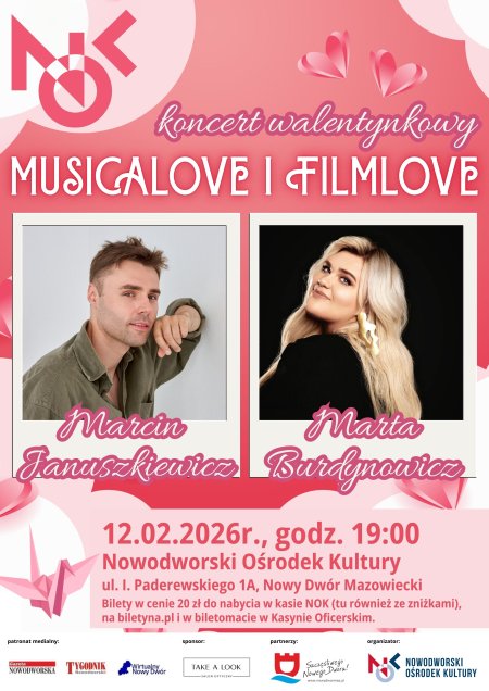Koncert walentynkowy ,,Musicalove i Filmlove" - Marta Burdynowicz i Marcin Januszkiewicz